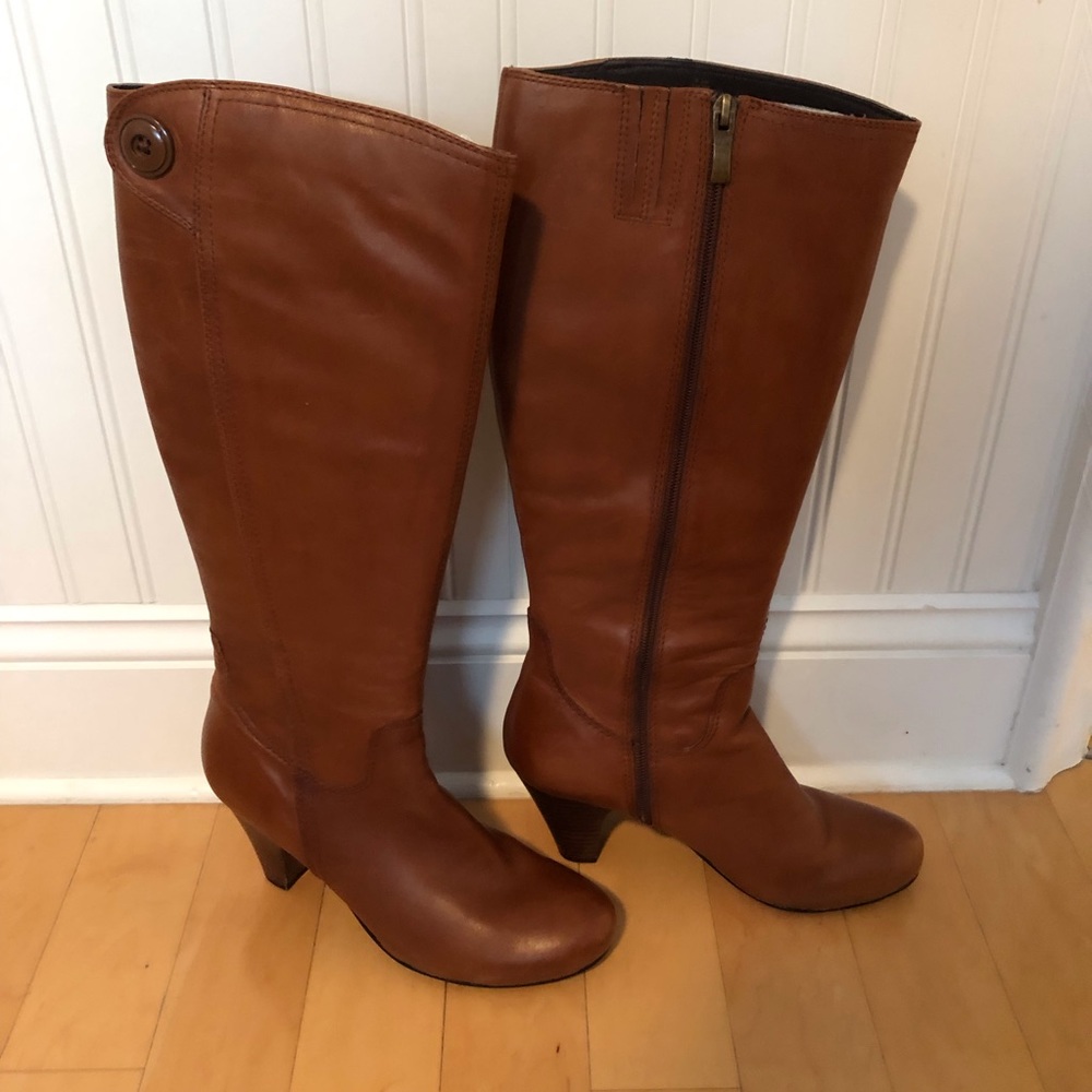 Women’s Med Brown Leather Zip-Up Boots w/ 3” Heel